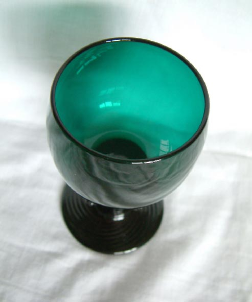 c1790 Georgian Hock wine glass green bluetint